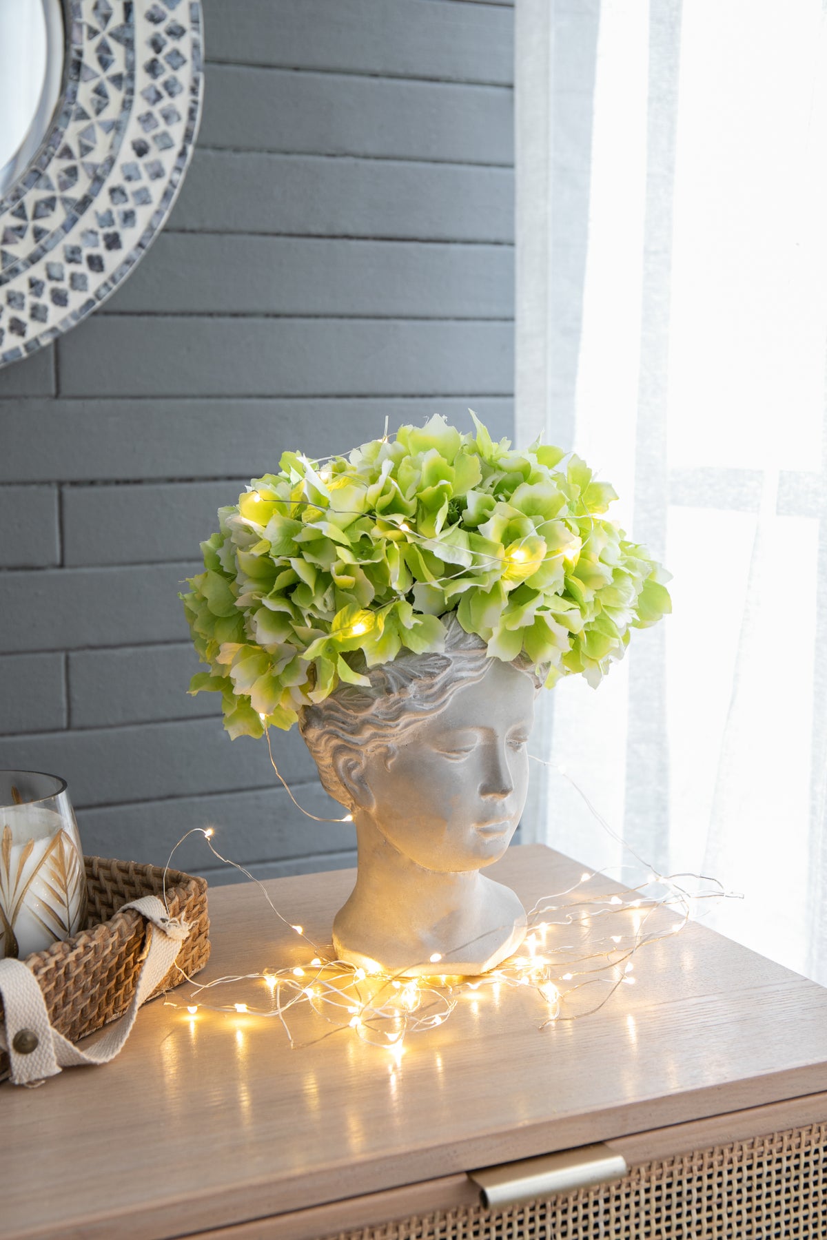 Greek Style Cement Head Planter - Indoor Outdoor Home Garden Decor, D6" x 9" - image 4