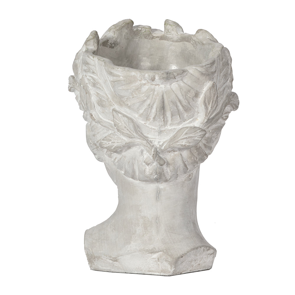 Greek Style Cement Head Planter - Indoor Outdoor Home Garden Decor, D6" x 9" - image 11