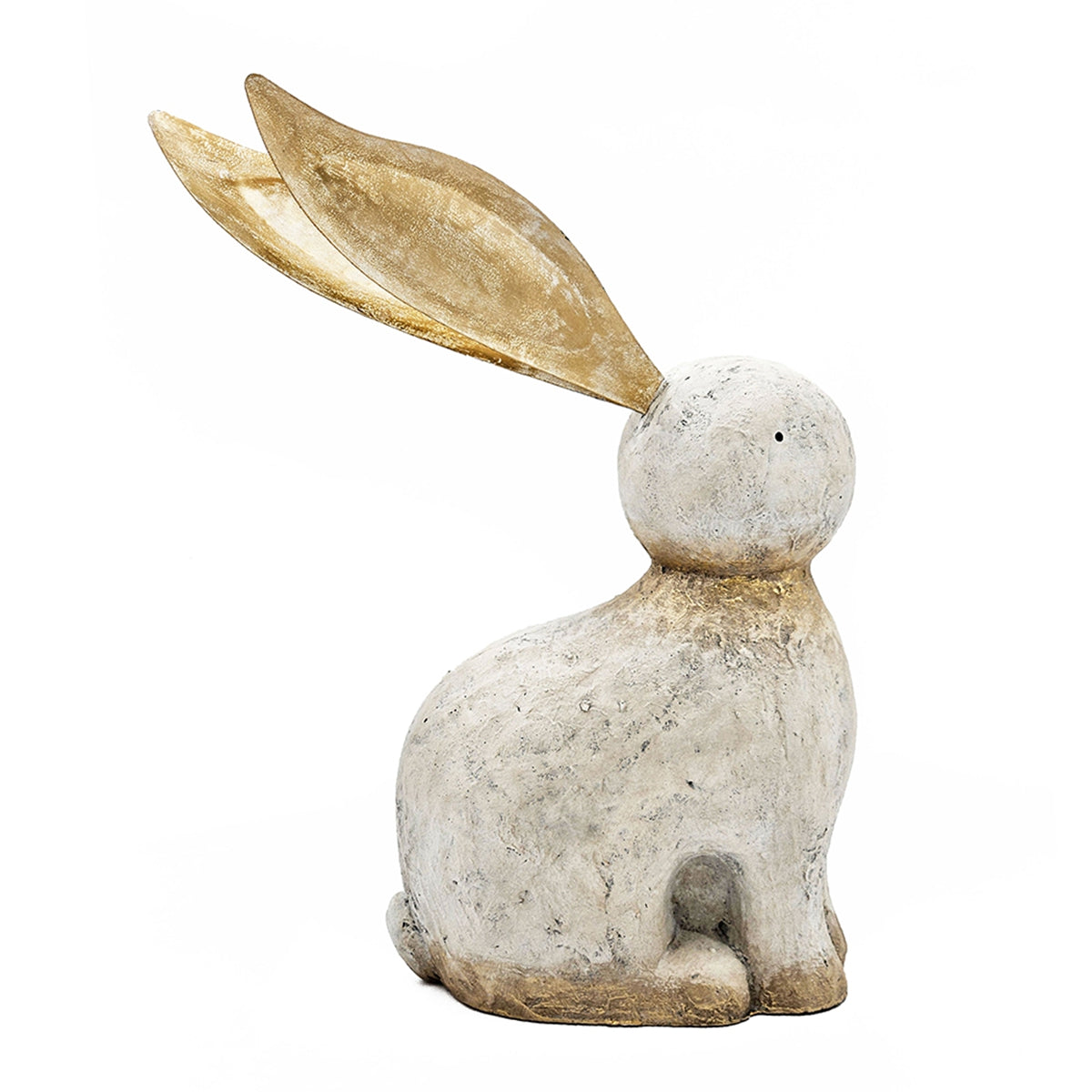 13.8x6.1x20.9" White Magnesium Rabbit Figurine with Gold Iron Ears - image 6