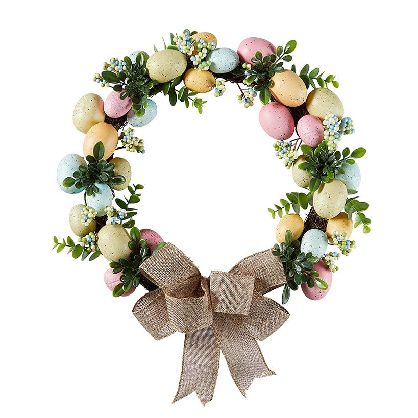 16" Egg Wreath with Burlap Bow