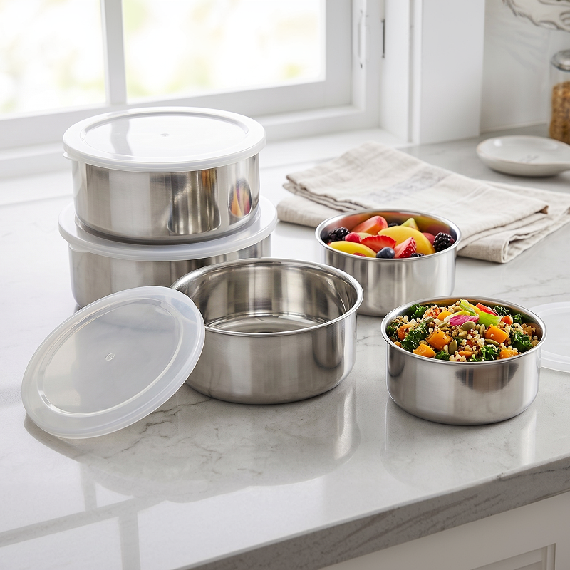 20260817Stainless Steel Mixing Bowls Set with Lids Set of 5