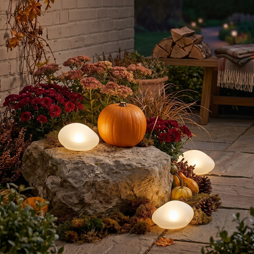 Solar White Rock Light Outdoor Decor0806