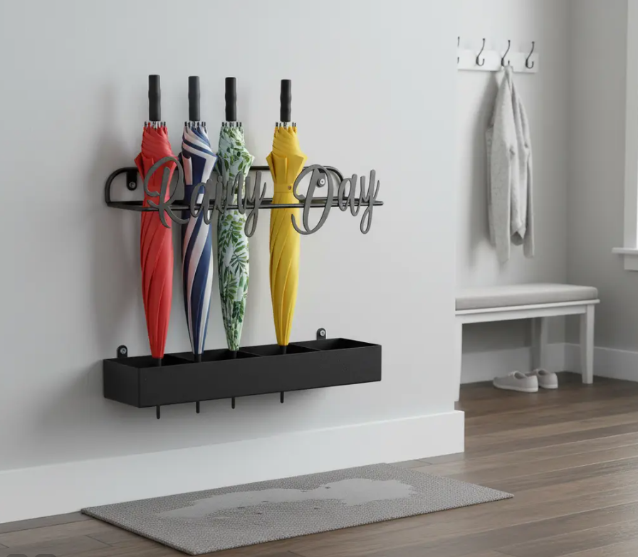 Entryway Wall-Mounted Umbrella Stand - 4 Slots