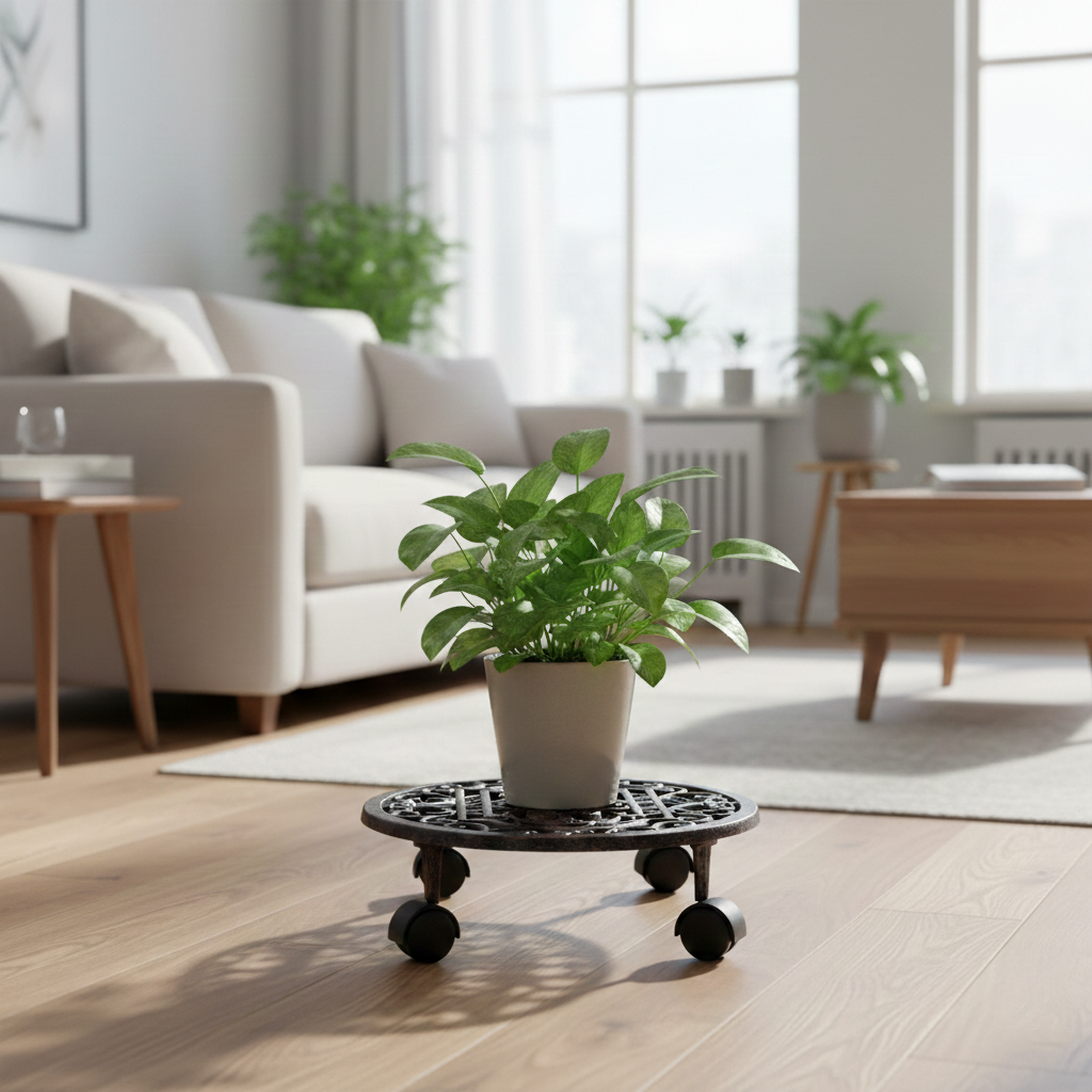 Filigree Round Antique Rust Plant Trolley