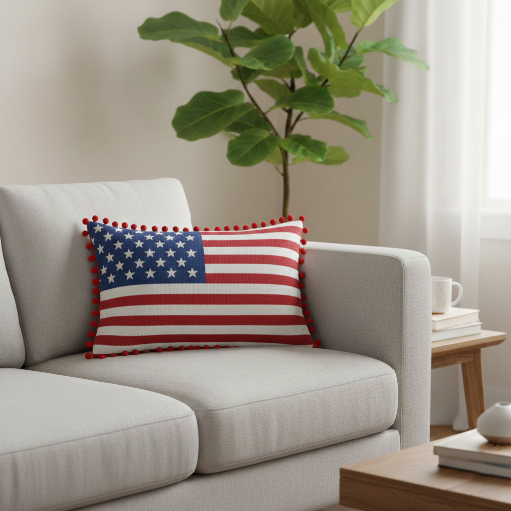 Americana Embroidered Decorative Pillow