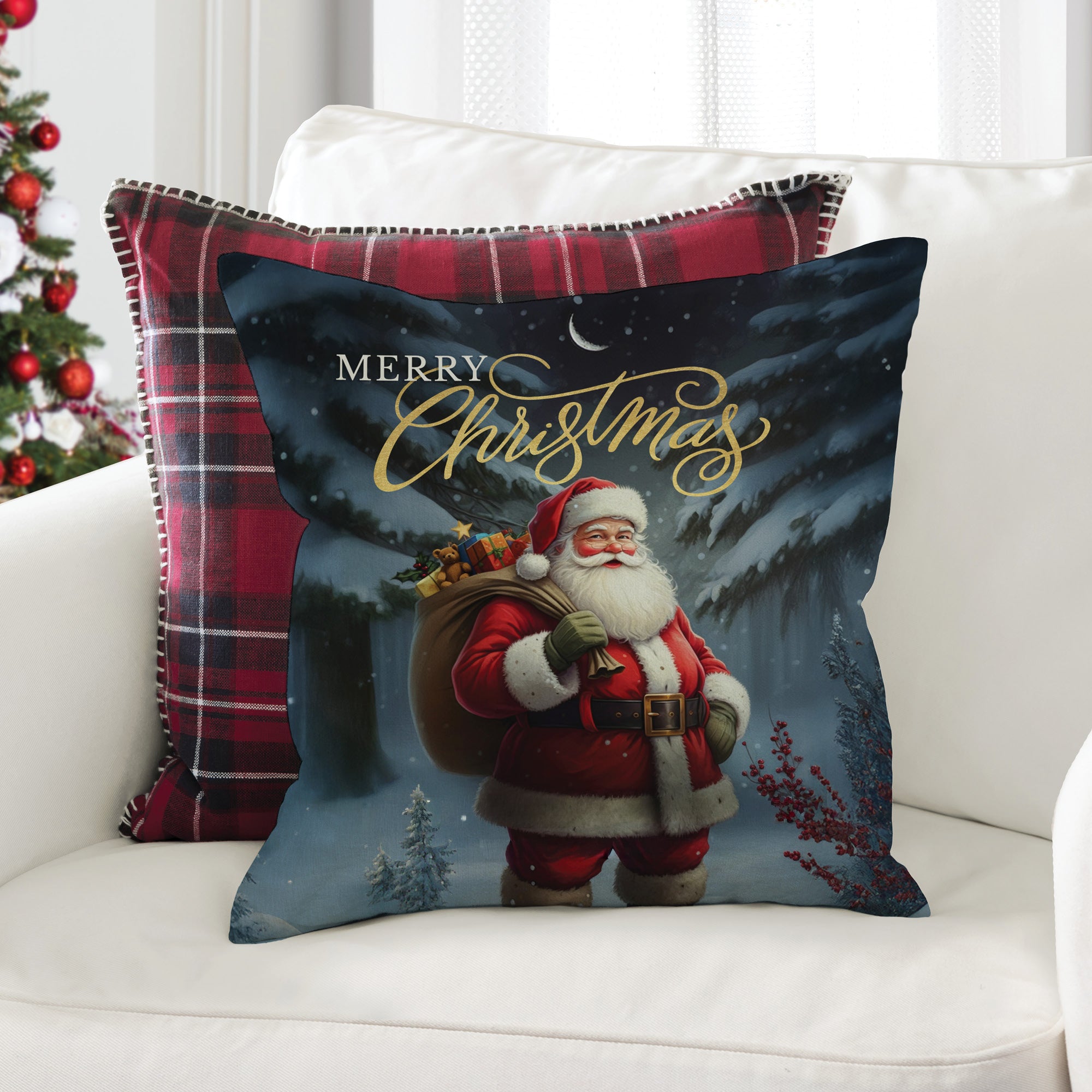 Merry Christmas Santa Throw Pillow