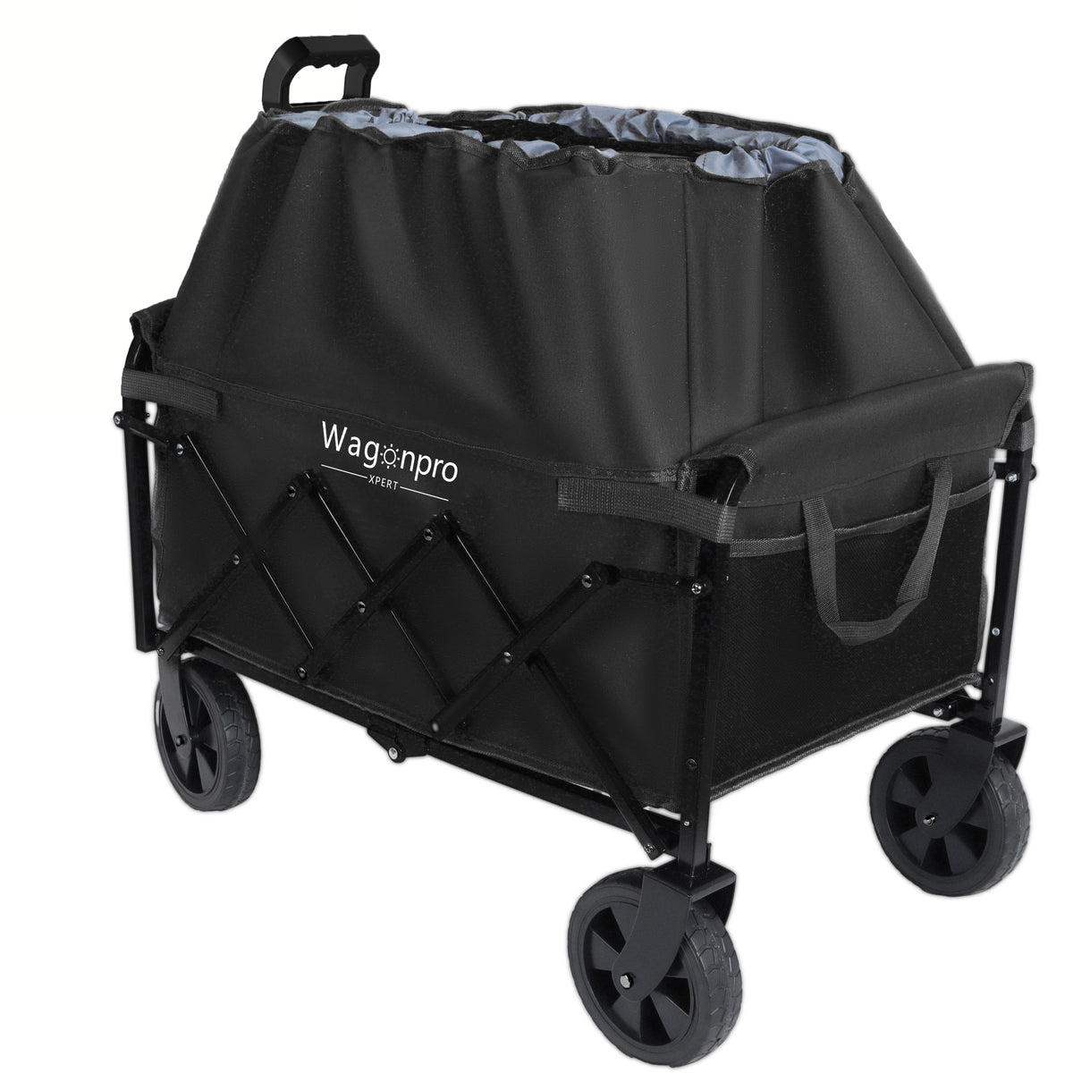 Expandable Dual-Layer Utility Wagon with 100% Extra Space - 220lbs Grocery Cart for Camping, Shopping, Sports, Gardening, Fishing, Black - image 6