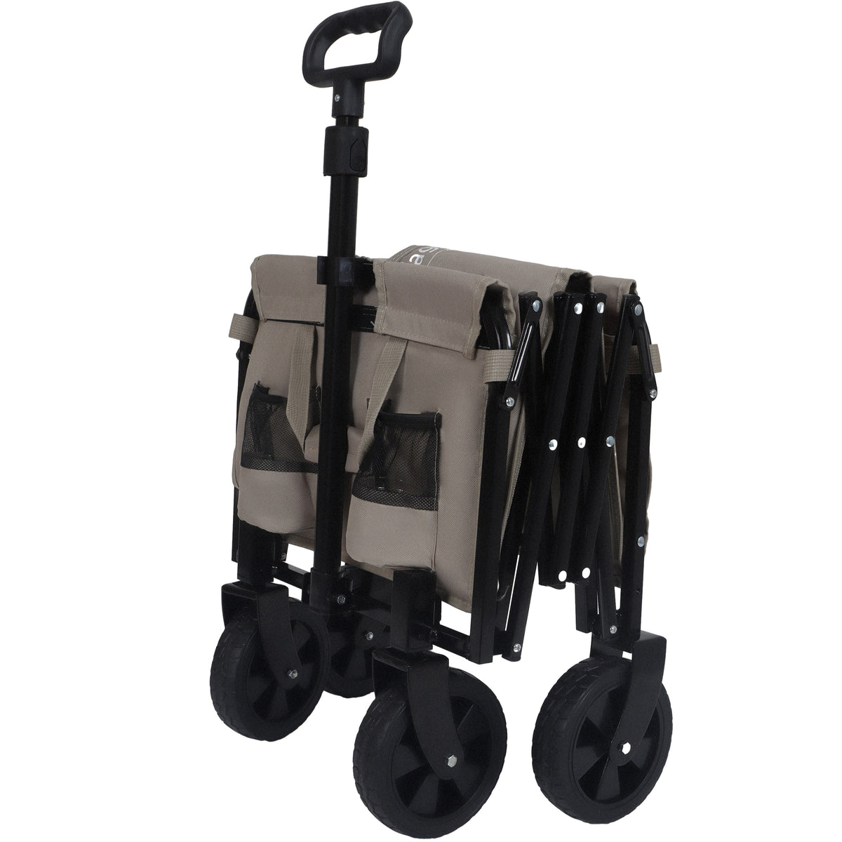 Expandable Dual-Layer Utility Wagon with 100% Extra Space - Grocery Cart for Camping, Shopping, Sports, Gardening, Fishing, Supports 225lbs, Beige - image 15