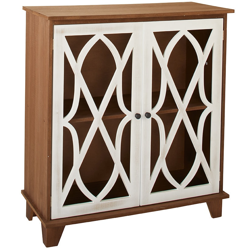 Whitewashed Wooden 2-Door Cabinet