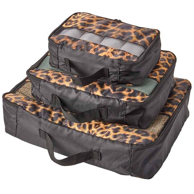 Travel Packing Cubes in Cheetah Print - Set of 3
