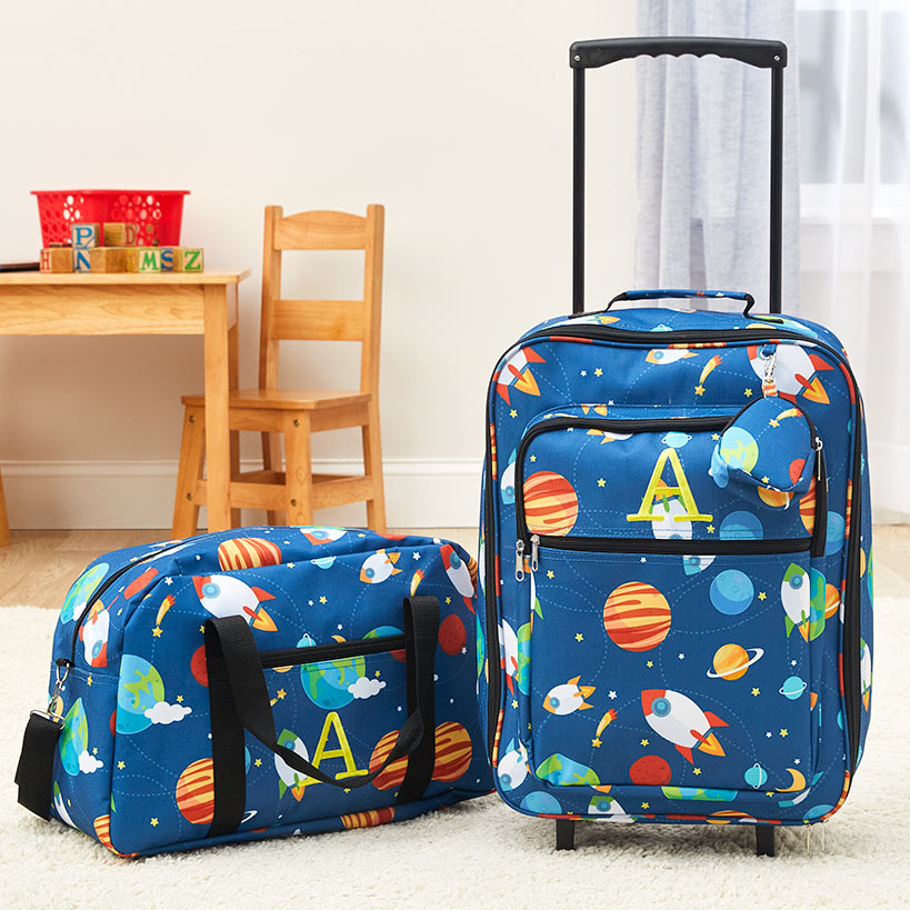 Kids' Monogrammed Space-Themed Luggage 3 Pc. Set