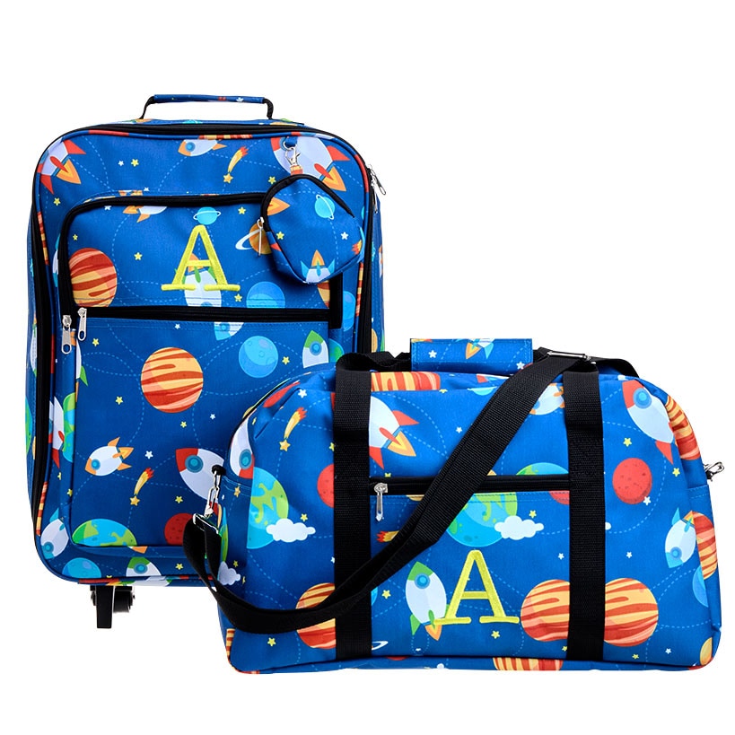 Kids' Monogrammed Space-Themed Luggage 3 Pc. Set