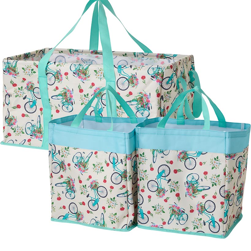 Heavy-Duty All Purpose Patterned Tote Bags - Set of 3