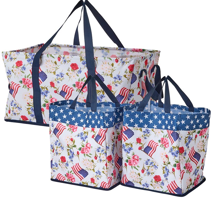 Heavy-Duty All Purpose Patterned Tote Bags - Set of 3