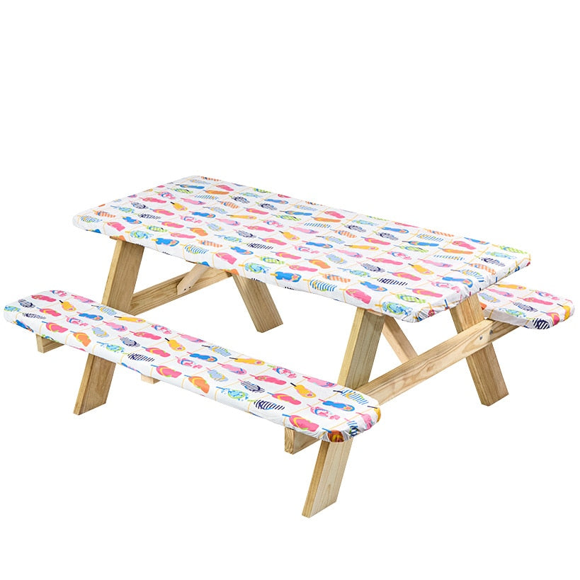 Flip Flops 3-Pc. Vinyl Easy Fit Picnic Tablecloth