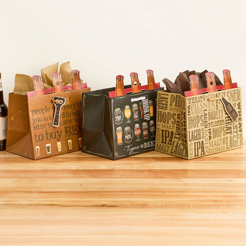 Beer Bottle Gift Bag Set - 3-Pk.