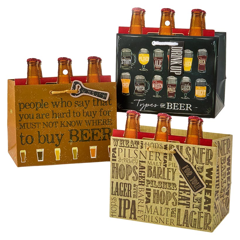 Beer Bottle Gift Bag Set - 3-Pk.