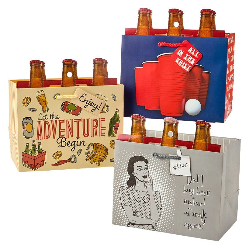 Beer Bottle Gift Bag Set - 3-Pk.