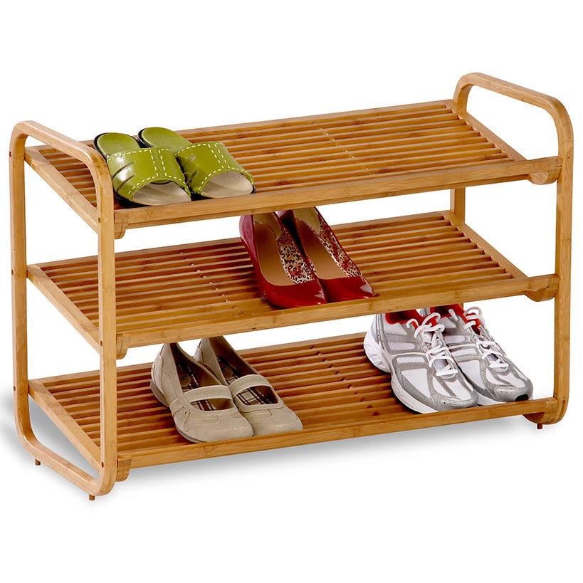 Shoe Rack 3 Shelf Natural Bamboo