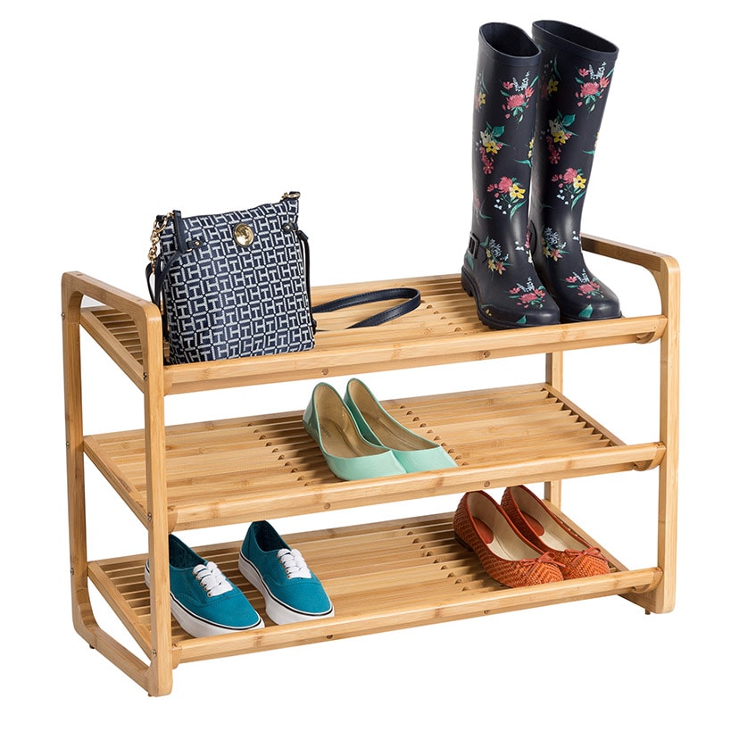 Shoe Rack 3 Shelf Natural Bamboo
