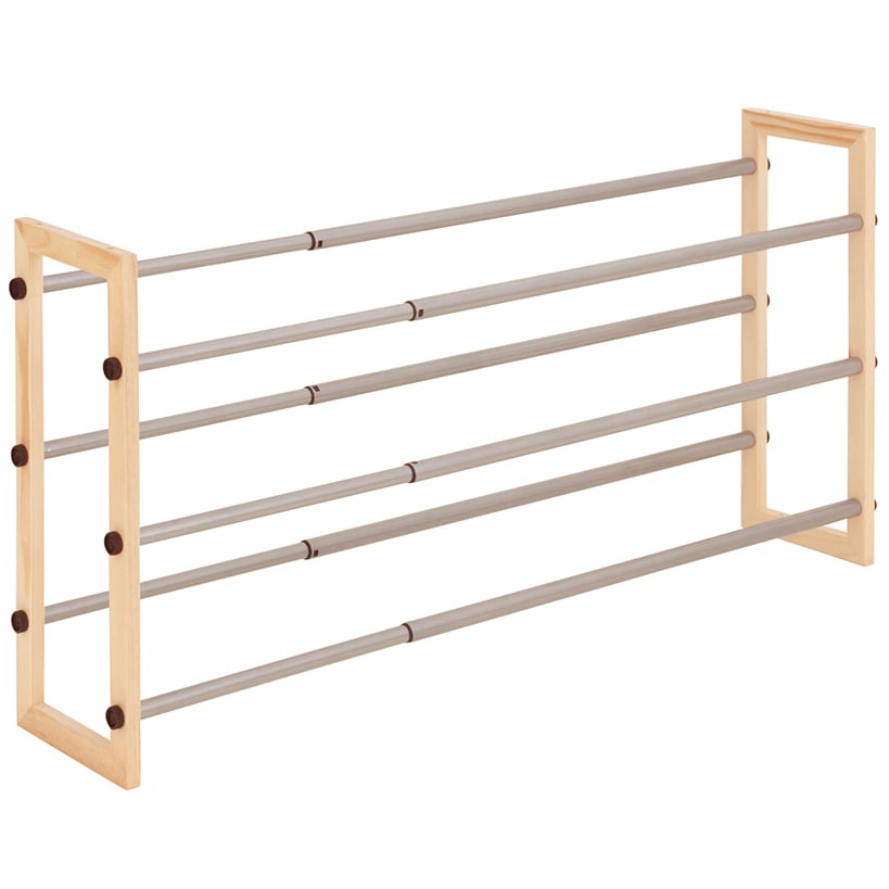 3-Tier Expandable Adjustable Wood and Metal Shoe Rack