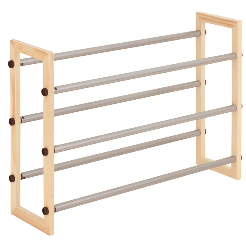 3-Tier Expandable Adjustable Wood and Metal Shoe Rack