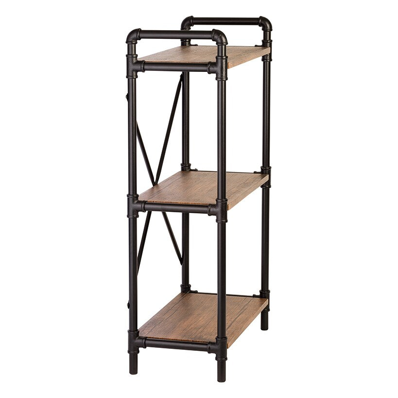 Rustic Black 3-Tier Industrial Bookshelf