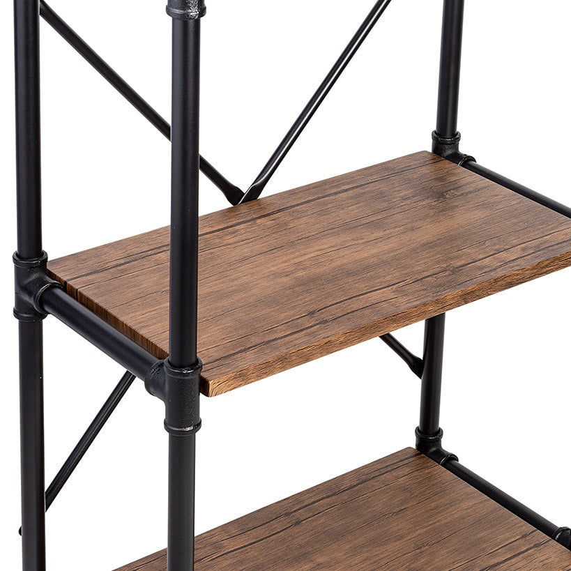 Rustic Black 3-Tier Industrial Bookshelf