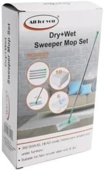 2 in 1 Dry & Wet Sweeper Mop Set With Handle – Reusable Floor Cleaning System for Hardwood, Tile & Laminate