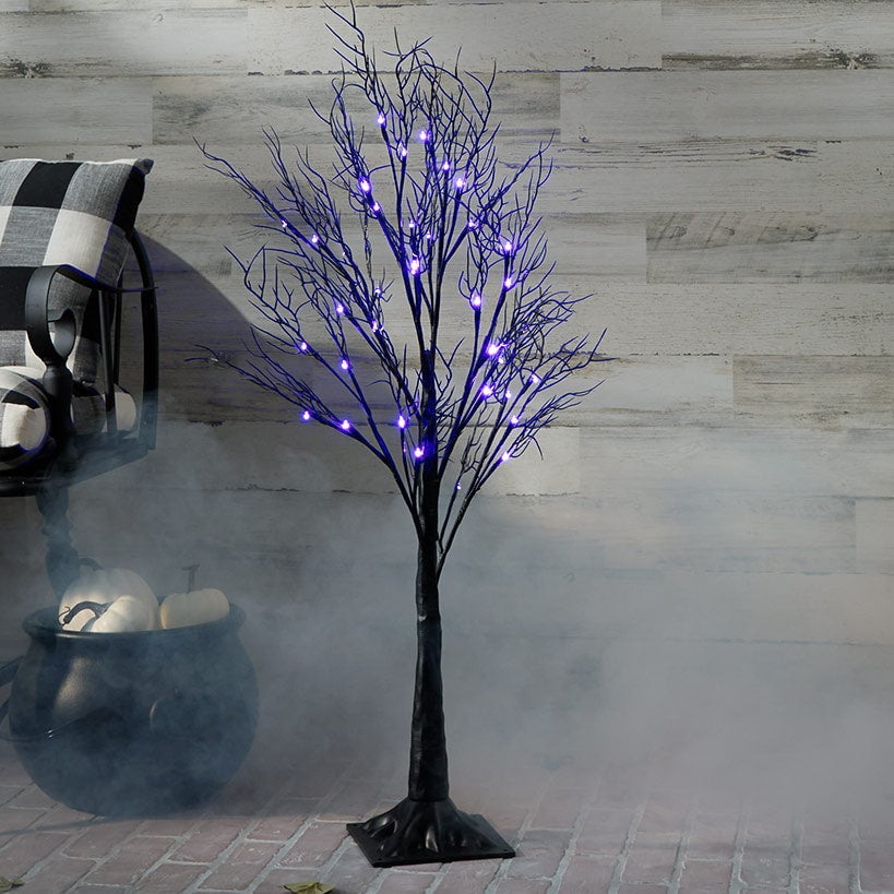 Purple Lighted Halloween Tree