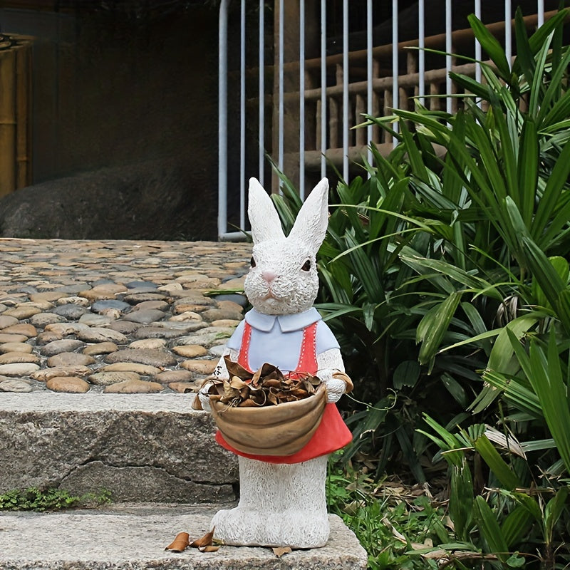 Simulated Pink Rabbit Statue Flower Pot Ornament, 17 in Resin Crafts Garden Sculpture Decor, Household Guardian Figurine, Ideal Gift for Independence Day for Yard Home Outdoor Decor - image 12