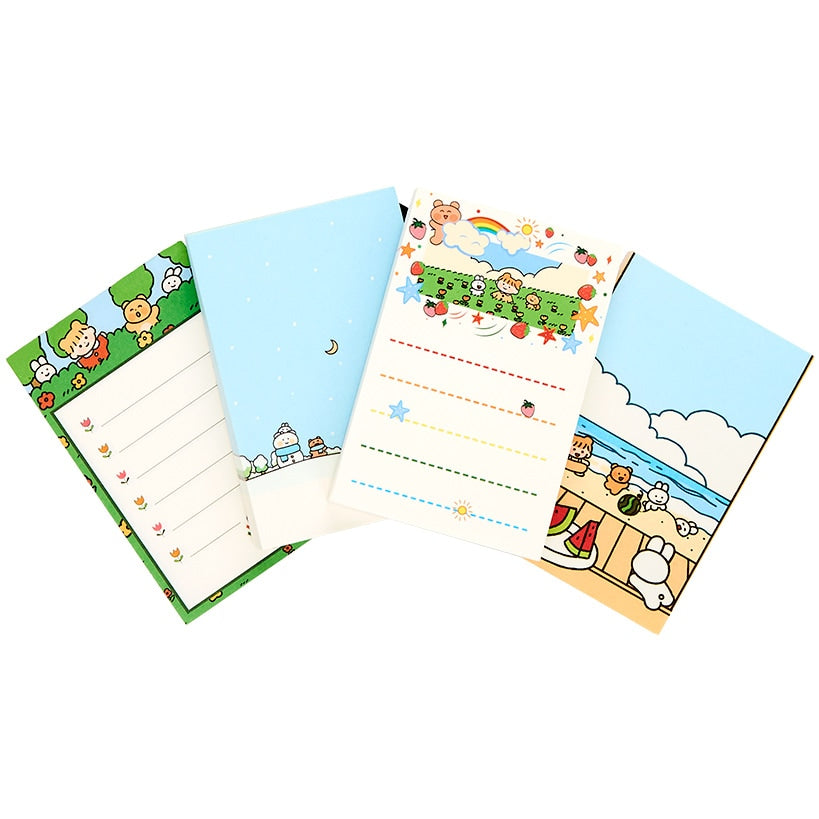 Cartoon Memo Writing Notepads - Set of 4