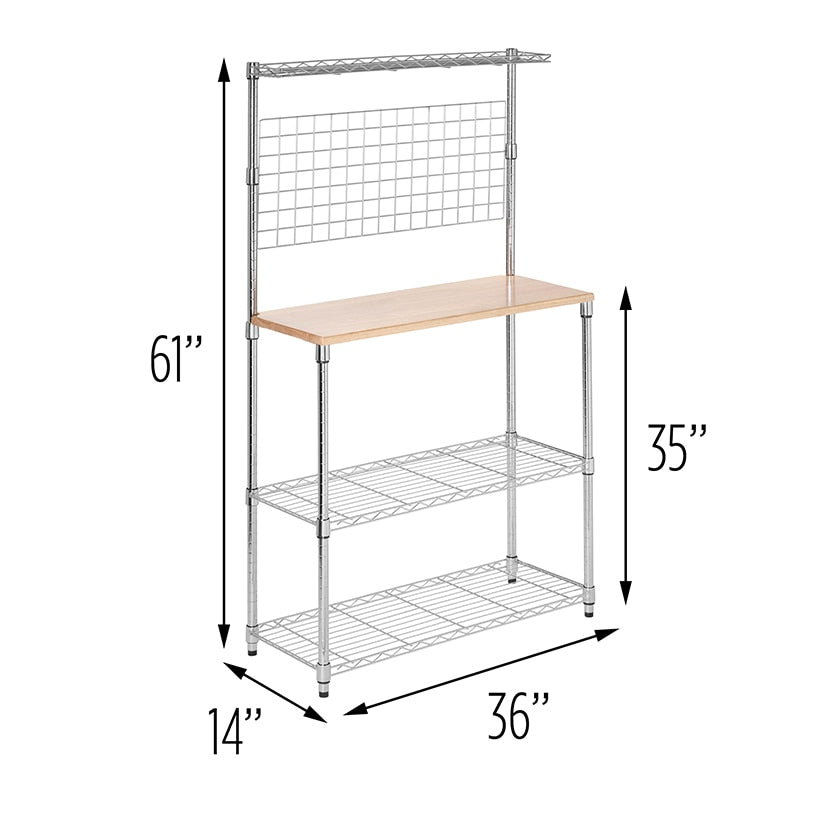 Baker's Rack with Hanging Grid Storage 4-Tier