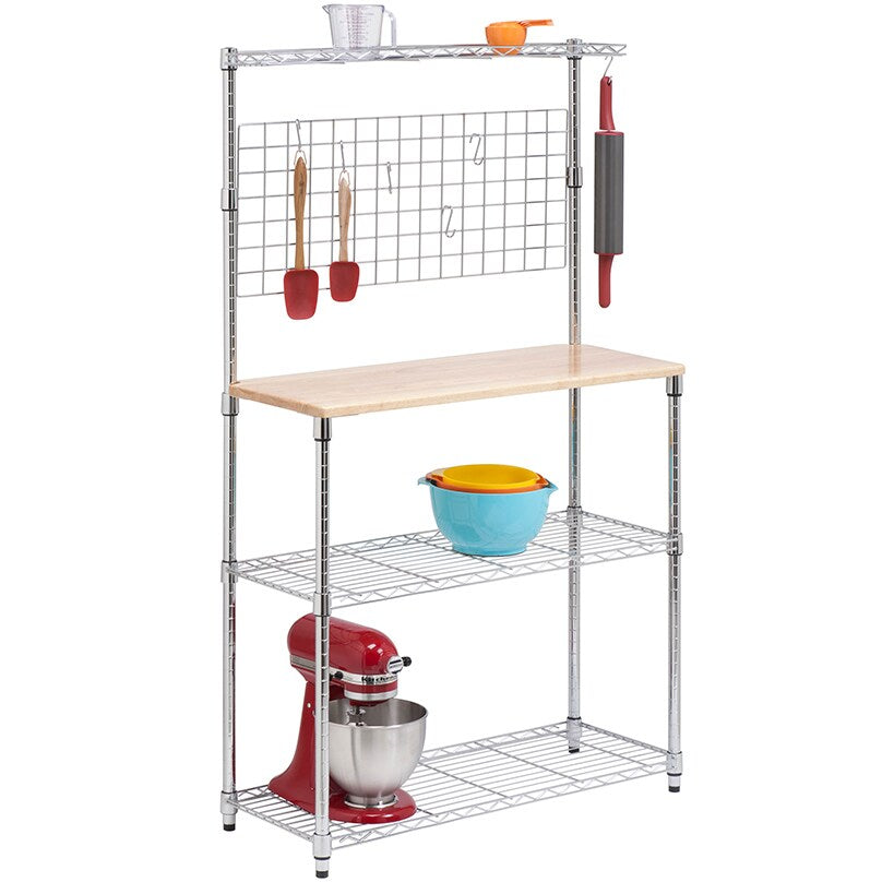 Baker's Rack with Hanging Grid Storage 4-Tier