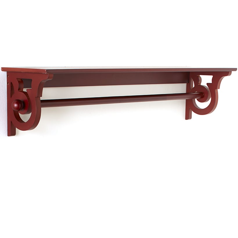 Wall Mounted Wooden Quilt or Towel Rack with Storage Shelf