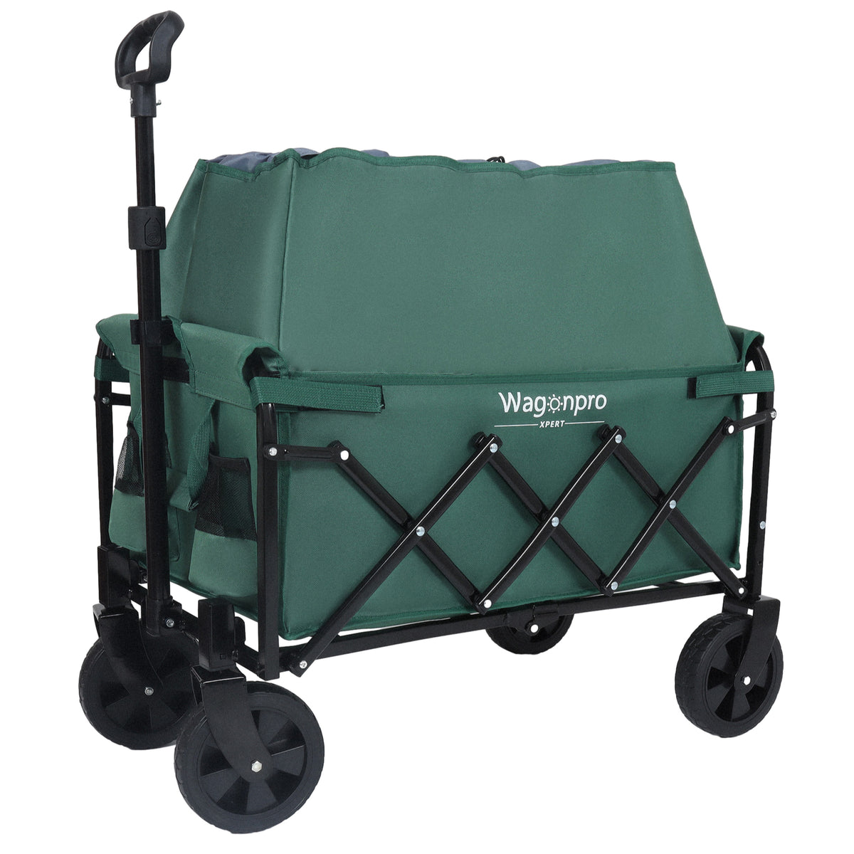 Expandable Dual-Layer Utility Wagon with 100% Extra Space - Grocery Cart for Camping, Shopping, Sports, Gardening, Fishing, Supports 225lbs, Green - image 11