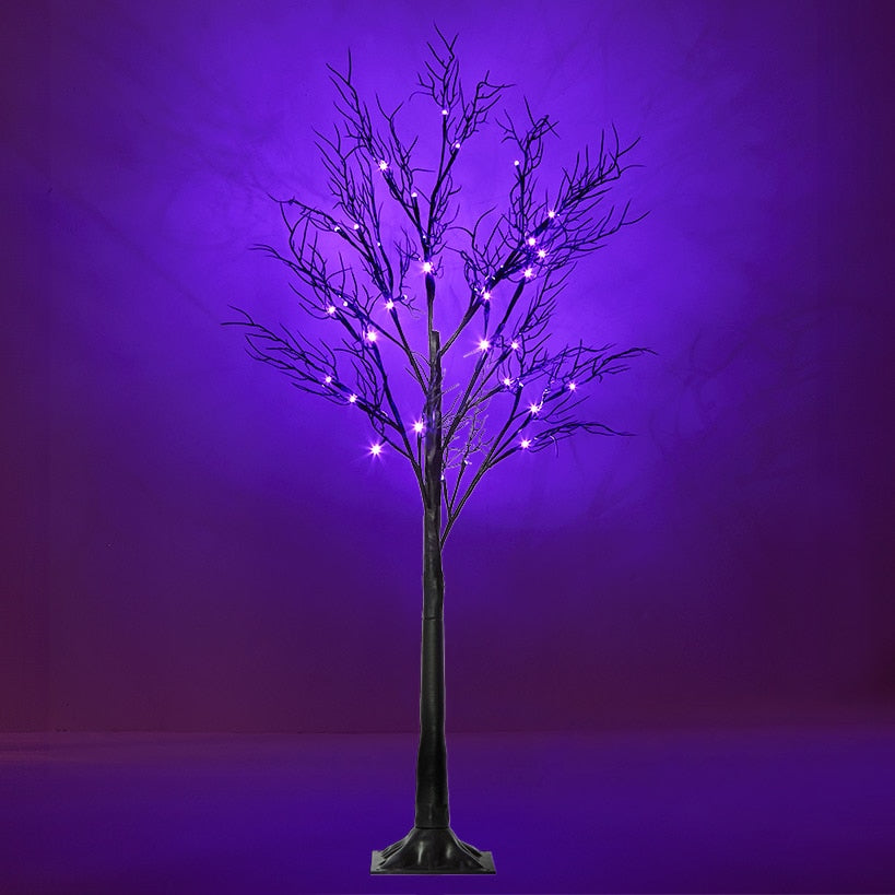 Purple Lighted Halloween Tree