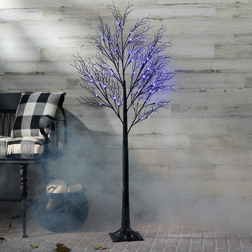 Purple Lighted Halloween Tree