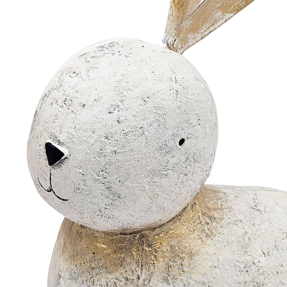 13.8x6.1x20.9" White Magnesium Rabbit Figurine with Gold Iron Ears - image 7