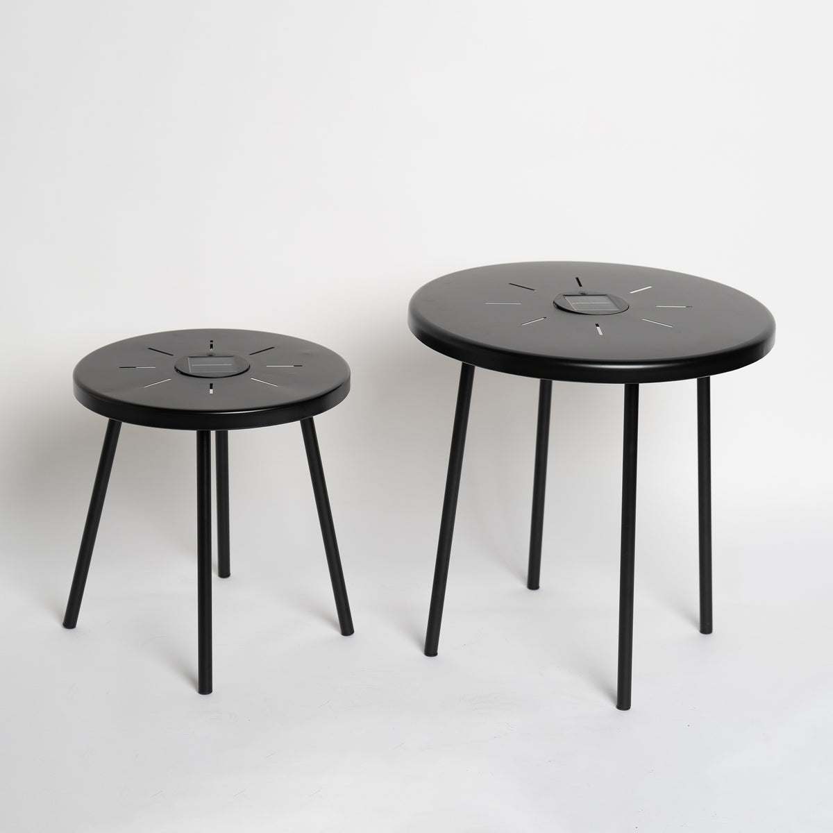 2-Pack Solar Powered Side Table with LED Light, Outdoor/Indoor Nesting Round End Table Set - image 6