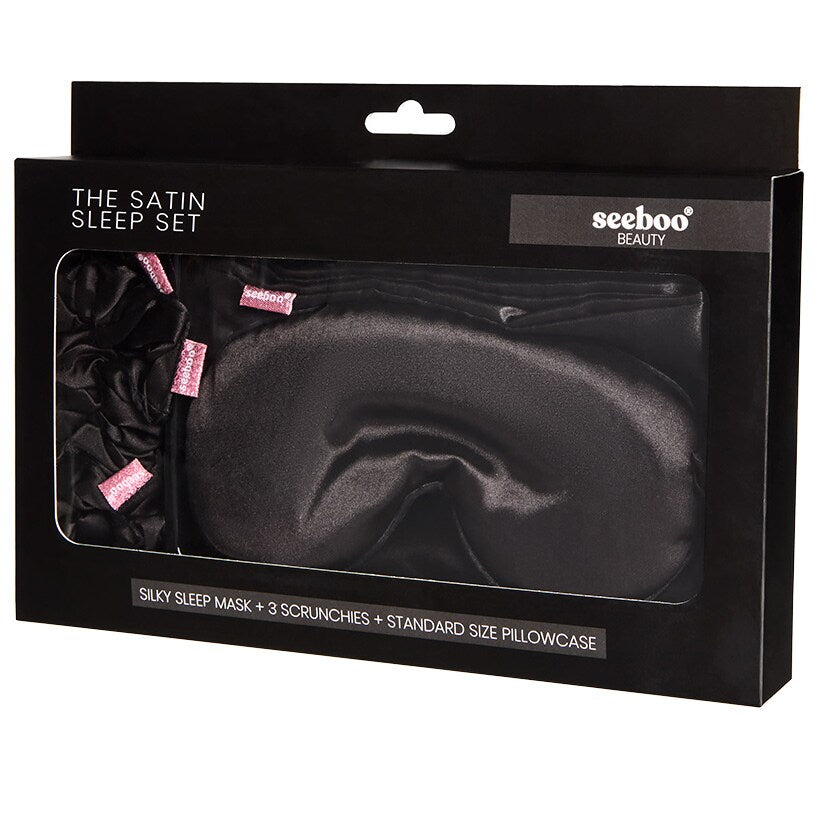 Women's Satin Sleep Gift Set - Pillowcase, Hair Ties, and Eye Mask