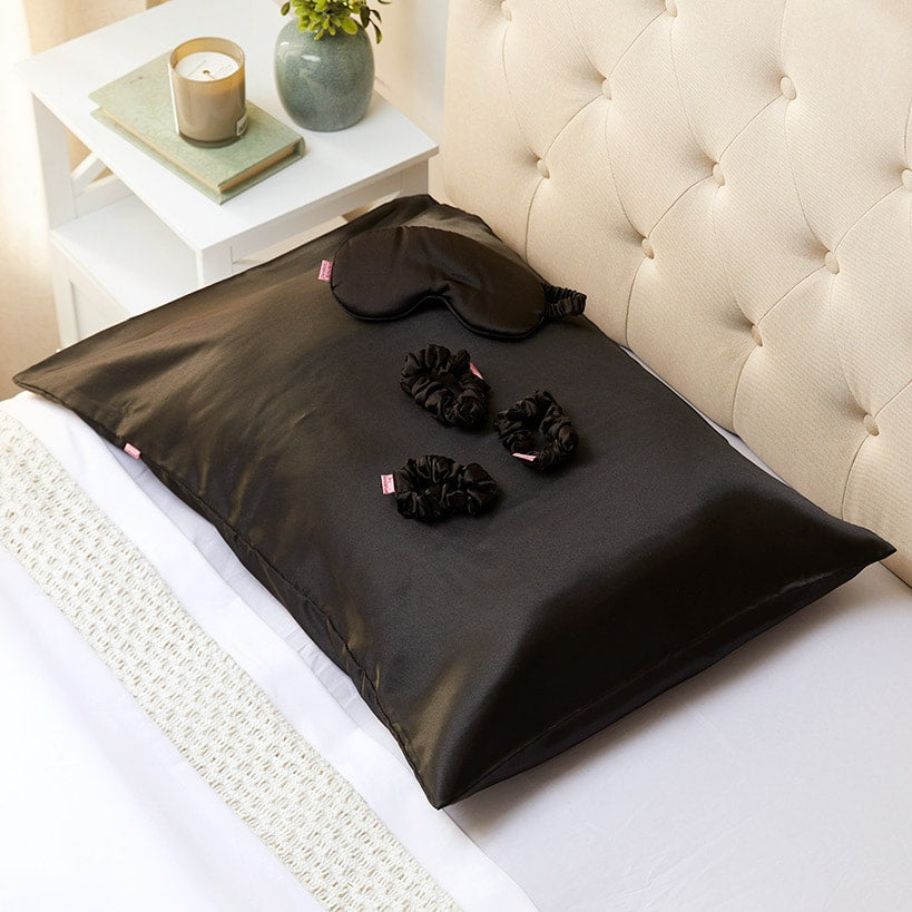 Women's Satin Sleep Gift Set - Pillowcase, Hair Ties, and Eye Mask