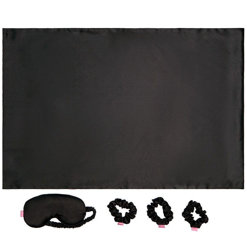Women's Satin Sleep Gift Set - Pillowcase, Hair Ties, and Eye Mask