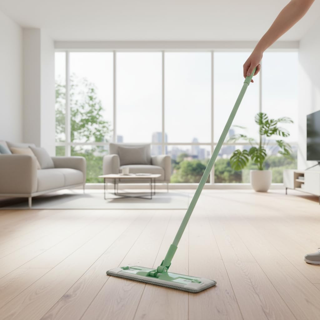 2 in 1 Dry & Wet Sweeper Mop Set With Handle – Reusable Floor Cleaning System for Hardwood, Tile & Laminate