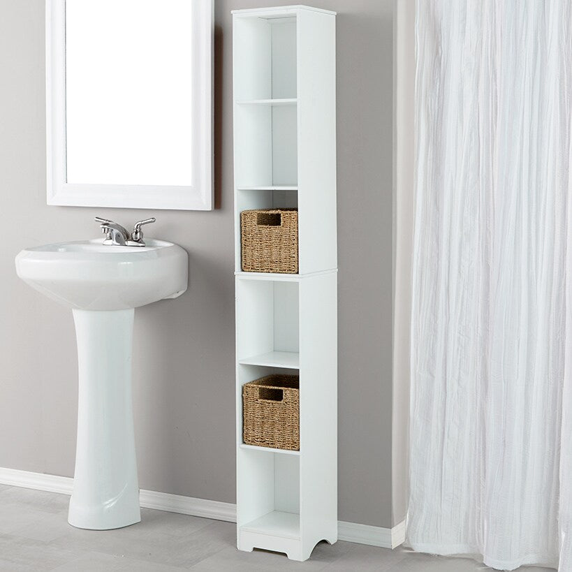 Narrow Storage Tower with 6 Shelves or Set of 2 Wicker Baskets