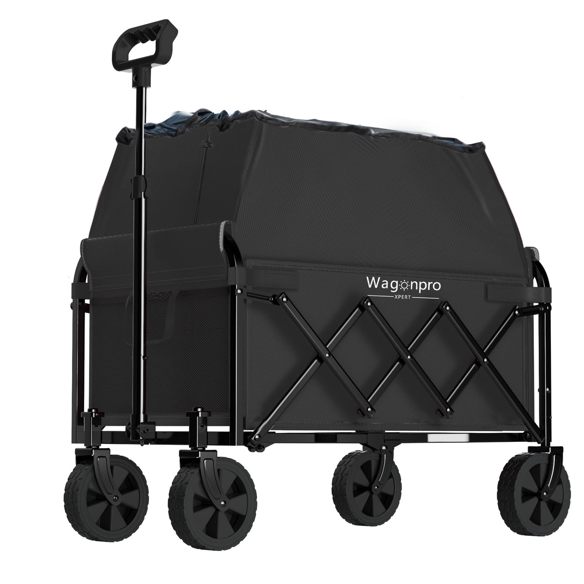 Expandable Dual-Layer Utility Wagon with 100% Extra Space - 220lbs Grocery Cart for Camping, Shopping, Sports, Gardening, Fishing, Black - image 7