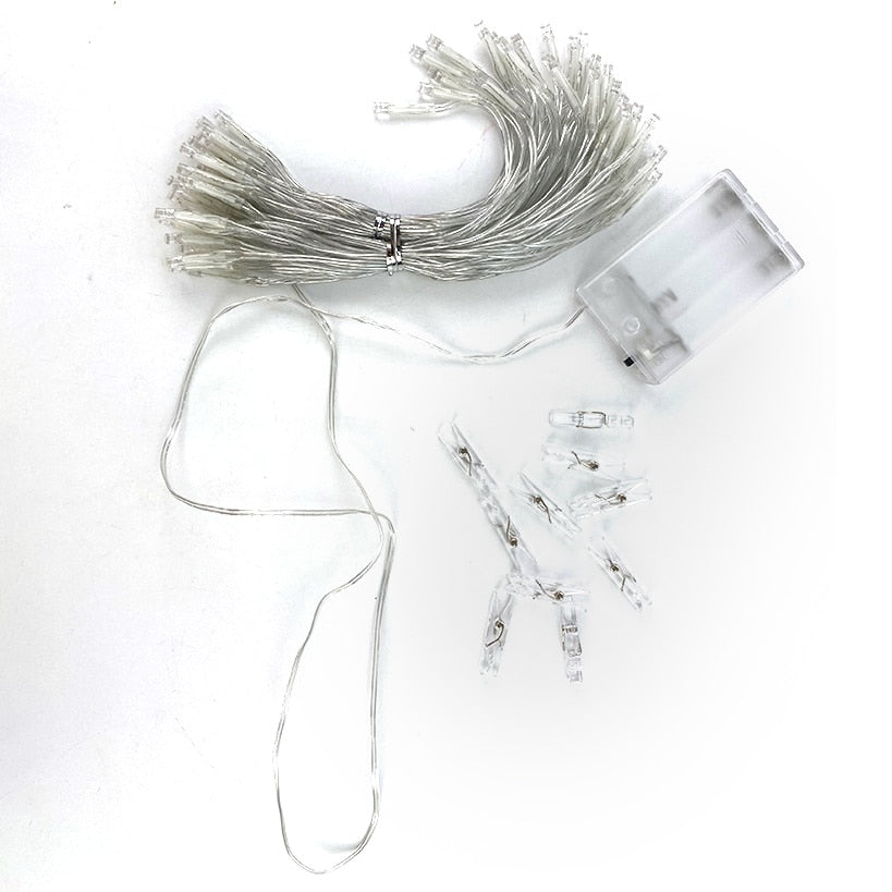 LED String Light with 10 Clips 60 Fairy Curtain Lights