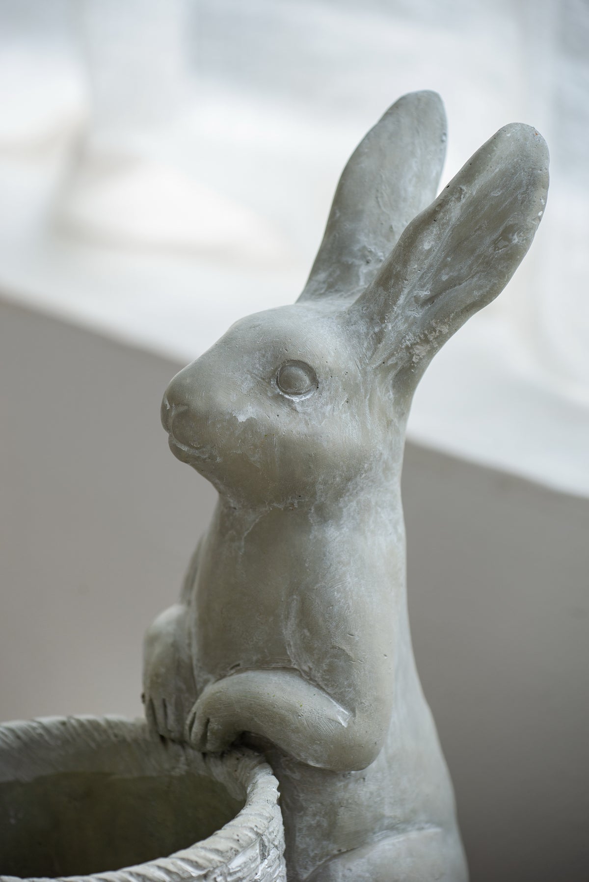 9x5.5x12.5" Gray Cement Rabbit Planter - image 2