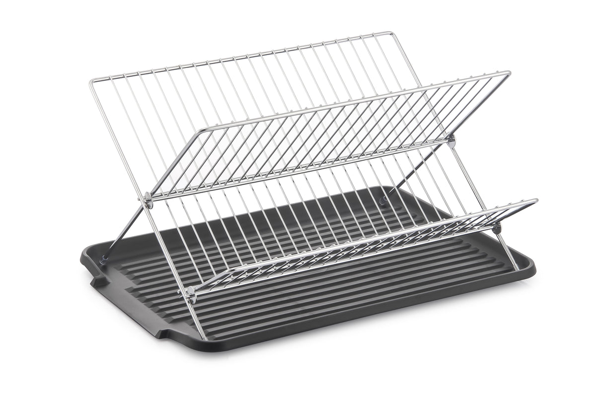 17 Inch X Shaped Stainless Steel 2-Tier Dish Rack for Kitchen Counter