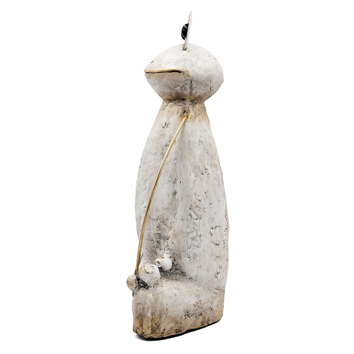 11.4x8.3x24.8" Abstract White Magnesium Frog Figurine with Gold Arms and Eyes - image 6